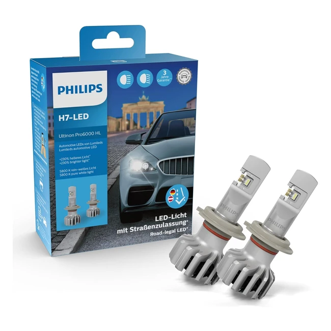 Philips Ultinon Pro6000 H7 LED Scheinwerferlampe - Straßenzulassung - 230% helleres Licht