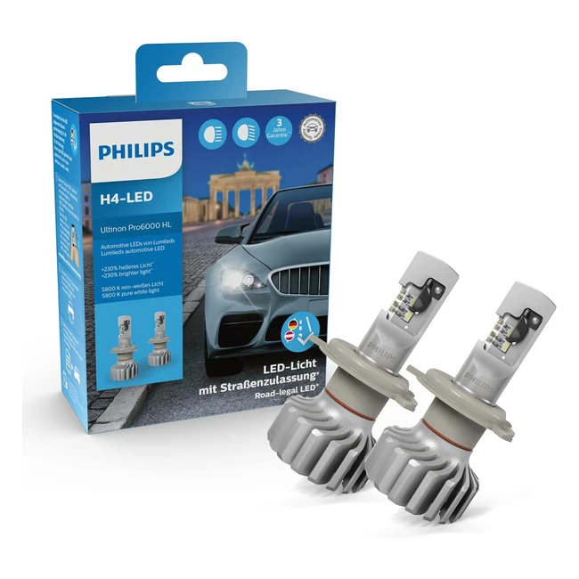 Philips Ultinon Pro6000 H4 LED Scheinwerferlampe 230 heller 5800K