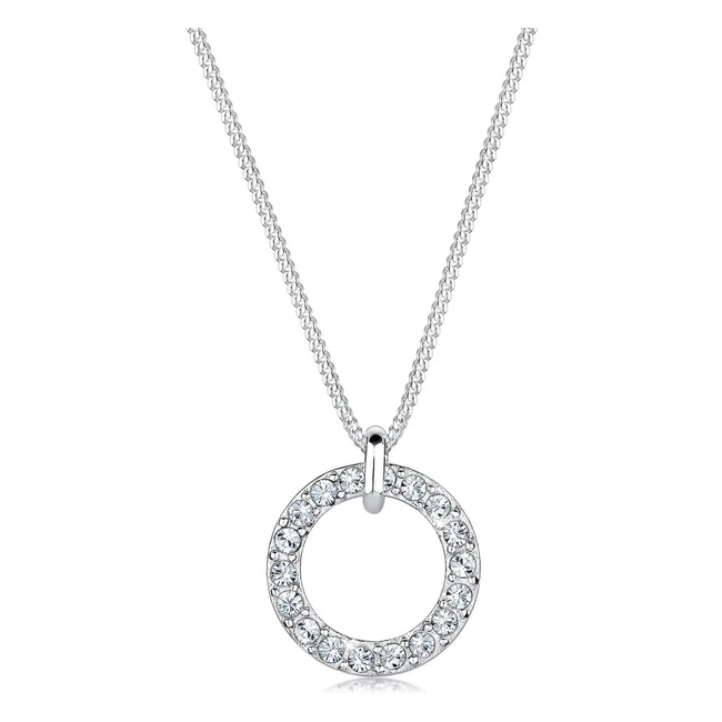 Collier femme pendentif cercle découpé avec cristaux en argent 925