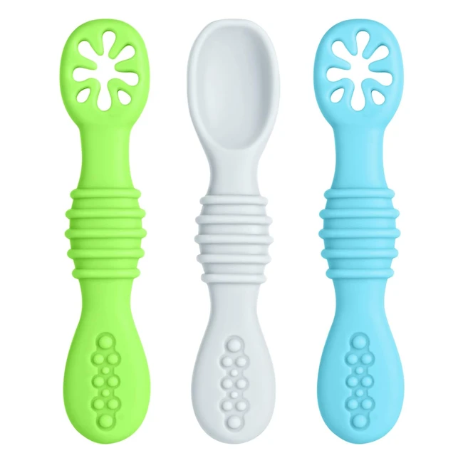 Vicloon Cuillère Bébé Apprentissage - Lot de 3 Cuillères d'Apprentissage pour Enfants et Bébé - Ustensile d'Apprentissage Adapté à la Dentition - Recommandé par Experts - Sevrage