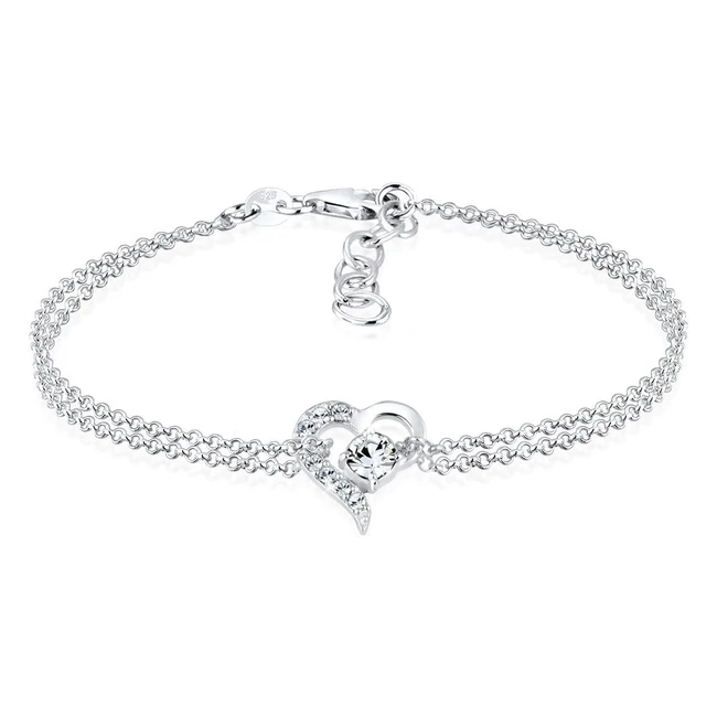 Bracelet Coeur Amour avec Cristaux - Femme - Argent 925/1000