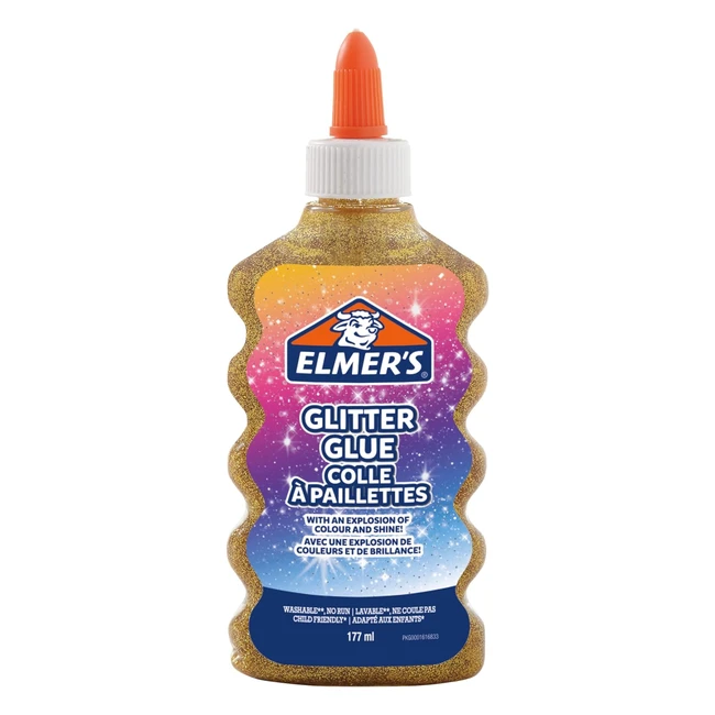 Elmers Glitter Kleber Gold, Kinderfreundliche Formel, 177ml Flasche