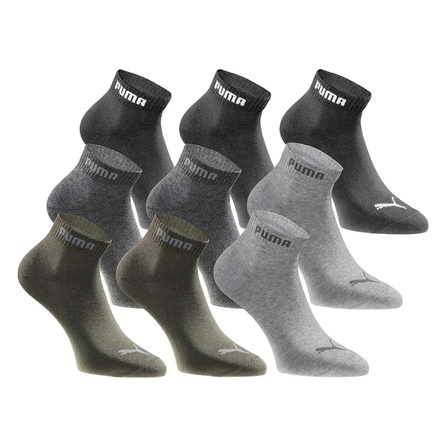 Puma Quartersocken 18 Paar Pack Statement Edition Damen Herren Schwarz Grn Gr