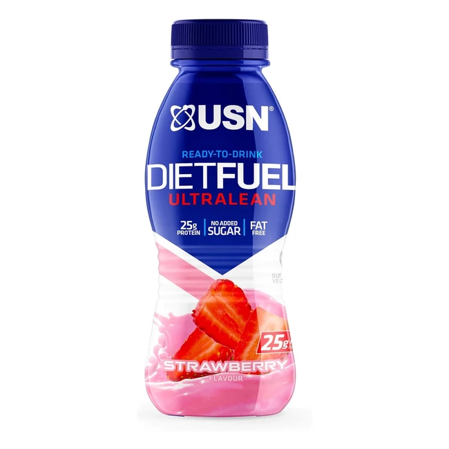 USN Diet Fuel Ultralean Premixed Shake 8x310ml - Strawberry, High Protein, Meal Replacement