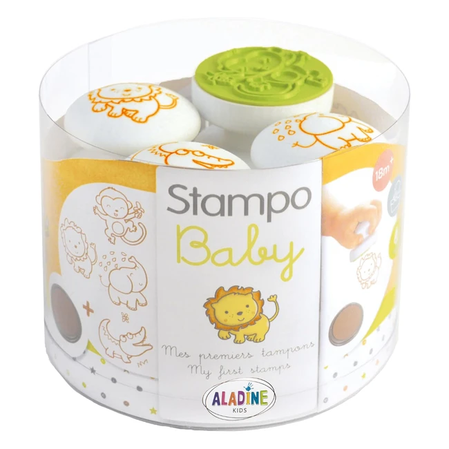 Aladine Baby Stamp Jungla - Sellos Gordos Ergonómicos y Lavables