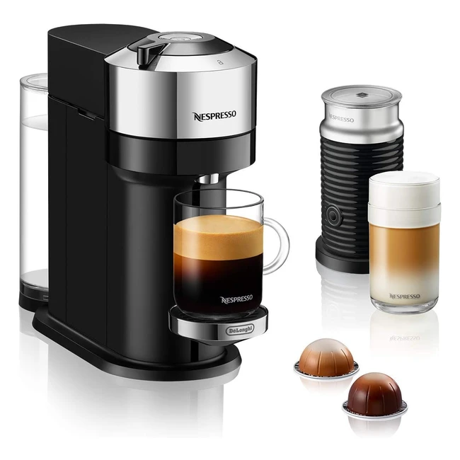 Nespresso Delonghi ENV 120CAE Vertuo Next Deluxe Kaffeekapselmaschine mit Milchaufschäumer Chromfarben