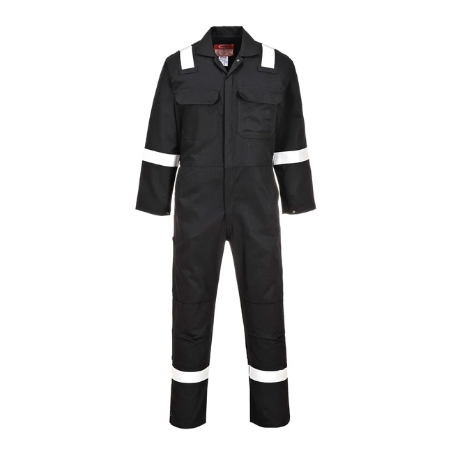 Portwest Biz5 Men's FR Reflective Overalls - Black XLarge