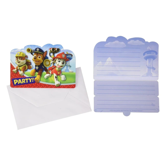 Inviti Paw Patrol x8 - Design Delicato - Buste Incluse