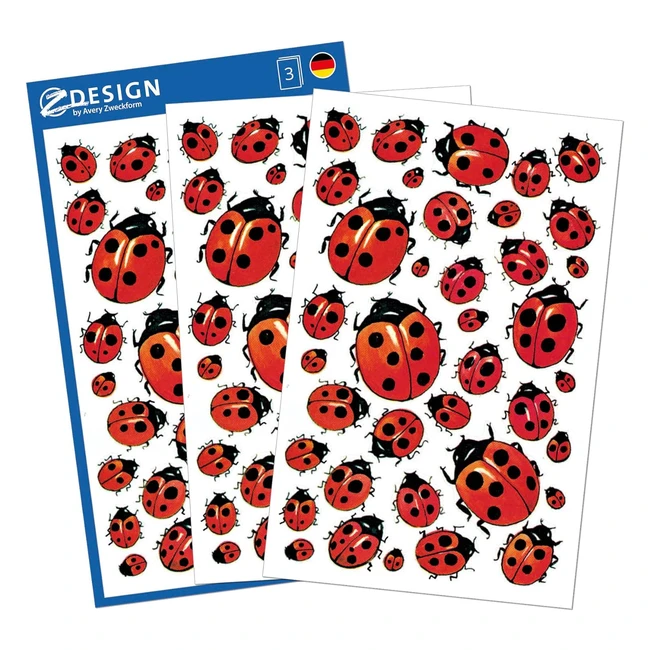 Adesivi Marienkäfer Avery Zweckform ZDesign, 114 adesivi in carta, ideali per regali e album fotografici