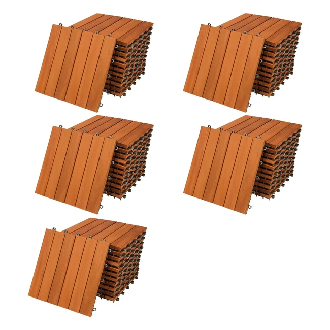 Casaria Holzfliesen FSC-zertifiziertes Akazienholz 5m² Fliese 30x30cm Klicksystem Zuschneidbar Terrassenfliese Balkon