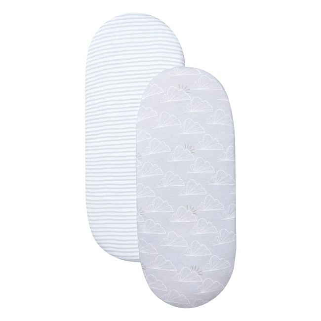 Shnuggle Grey Moses Basket Sheets - Twin Pack (2 Count) - Soft and Breathable - Compatible with Shnuggle Quilted Mattress