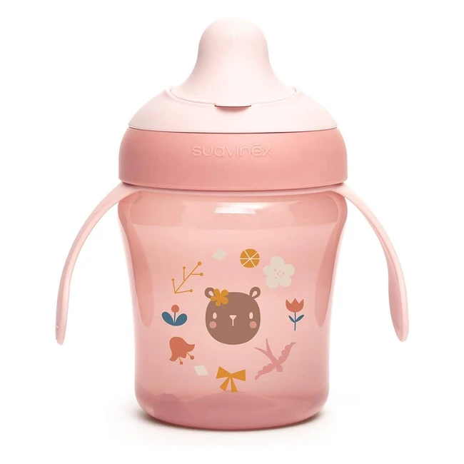Bicchiere Suavinex 401191 per Bambini con Beccuccio Rigido e Manici - Colore Rosa