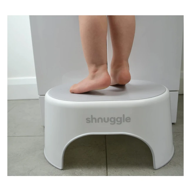 Shnuggle Sturdy Step Stool - WhiteGrey - Toddler Bathroom Helper - Non-Slip - M