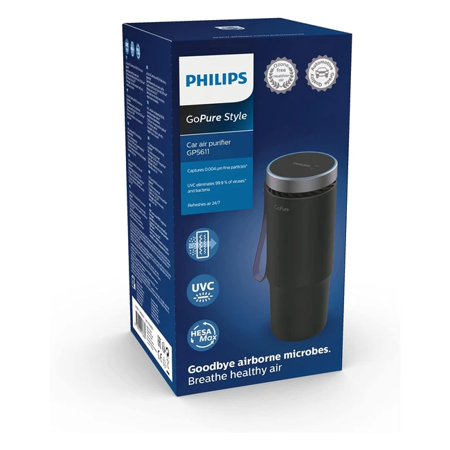 Philips Car Air Purifier GoPure Style GP5611 Black - Say Goodbye to Airborne Mic