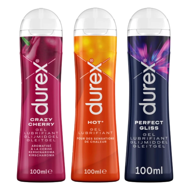 Durex Lot de 3 Gels Lubrifiants Sexuels - Cherry Hot Perfect Gliss - 3x100ml