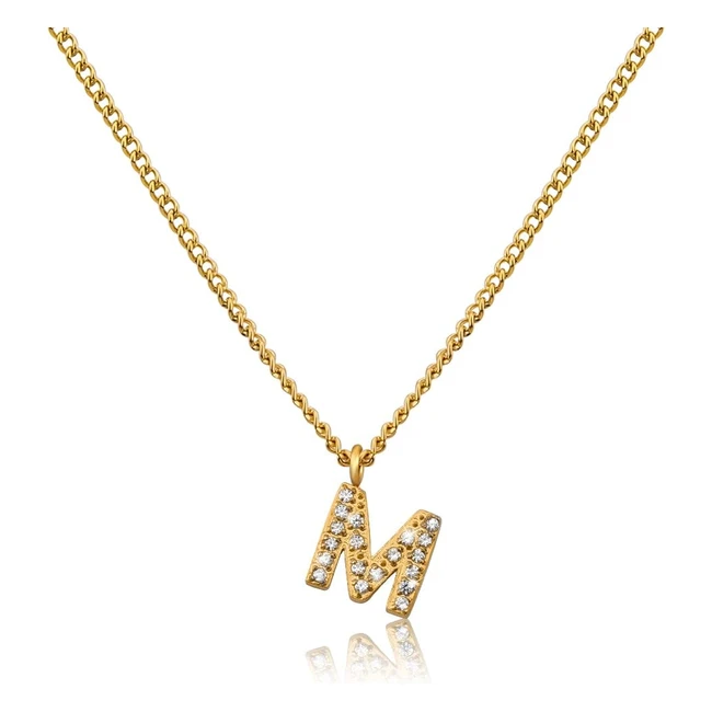 Collier lettre en or pour femme GD GoodDesigns 2015 - Doré 18k avec initiales en zirconium