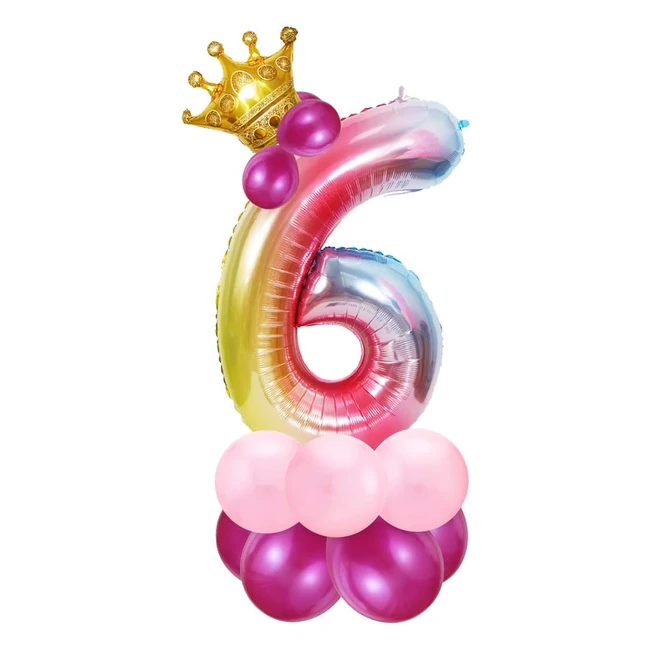 Palloncini Numeri 6 Rosa - Compleanno 6 Anno - Palloncino Numero 6 - Decorazione di Compleanno