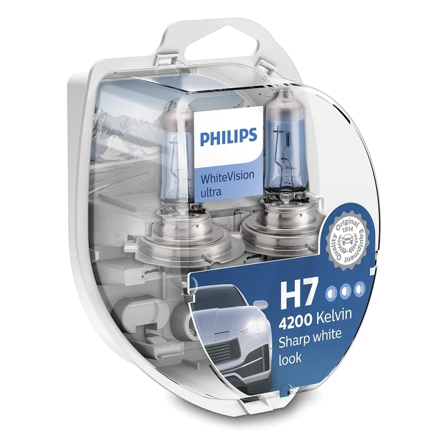 Philips WhiteVision Ultra H7 Car Headlight Bulb 4200K - Set of 2