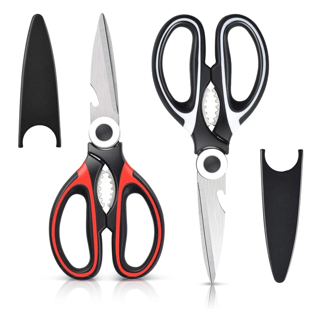 Tijeras de Cocina Multifuncin - Pack de 2 - Acero Inoxidable - Con Funda Prote