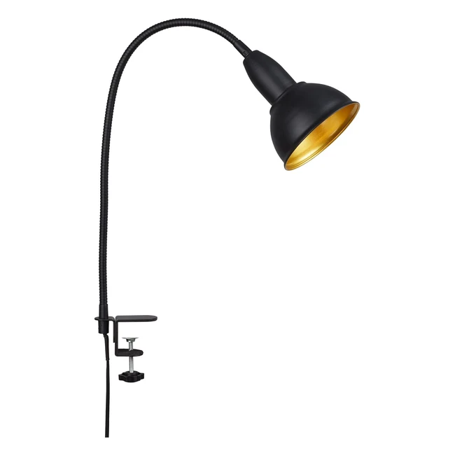 Lampe de lecture rétro Briloner Leuchten 2603015 en métal avec bras flexible et interrupteur marche/arrêt - Noir/Doré