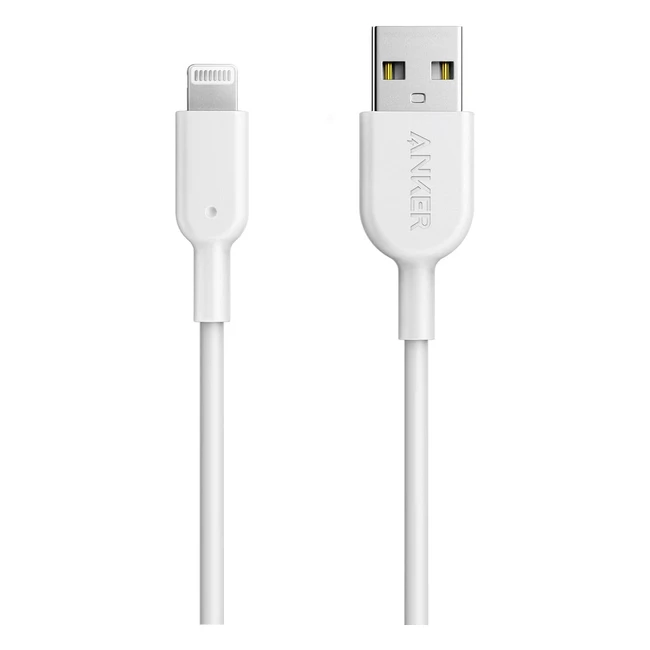 Câble Anker Powerline II Lightning vers USB résistant certifié MFi pour iPhone XS/XS Max/XR/8/8 Plus/7/7 Plus/6s/6/5s/iPad Pro - Blanc