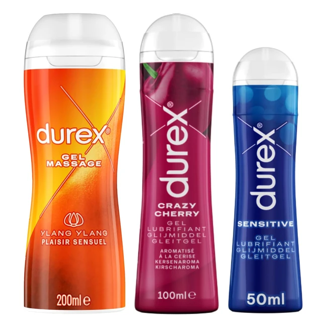 Durex Lot de 3 Gels Lubrifiants Intimes pour Massage 2 en 1 - Ylang Ylang 200ml