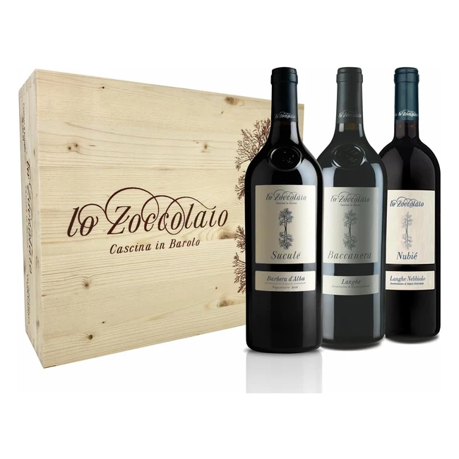 Lo Zoccolaio Barbera d'Alba Langhe Baccanera Langhe Nebbiolo 3 Flaschen Italien Wein Holzbox Trocken