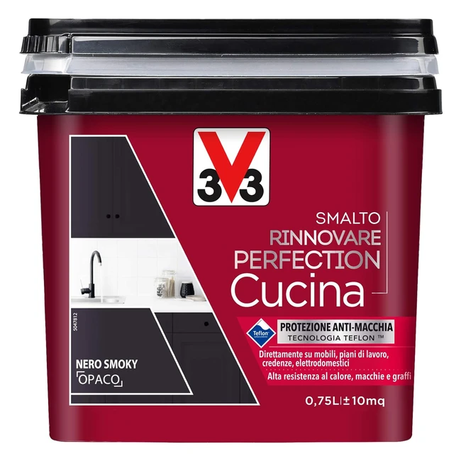 Smalto V33 Rinnovare Perfection Cucina Nero Smoky Opaco 075L - Resistente alle Macchie e Facile Applicazione