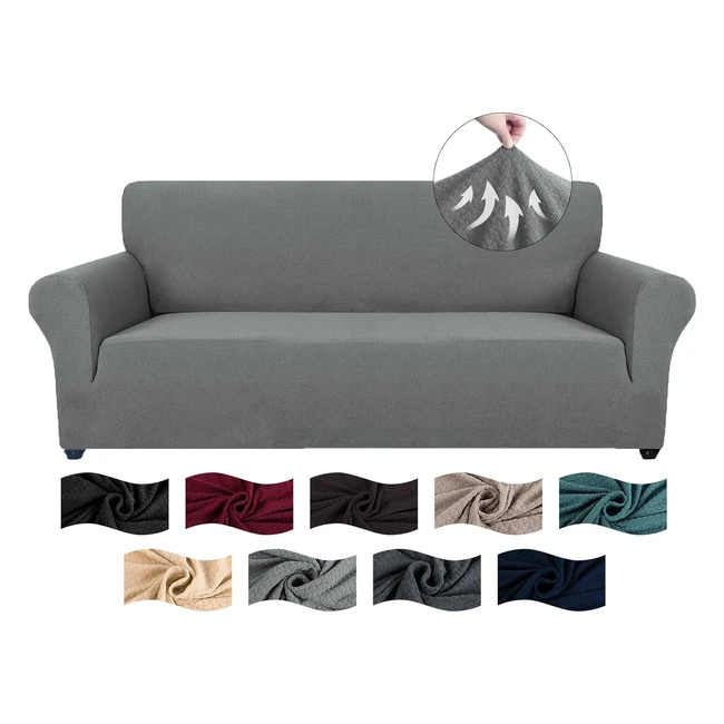 Copridivano 3 posti Cycmaco con braccioli, elasticizzato e antiscivolo, grigio chiaro