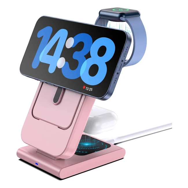 Cargador Inalámbrico Magnético 5000mAh - iPhone 15 Pro Max 14 13 - Soporte Cargador Plegable