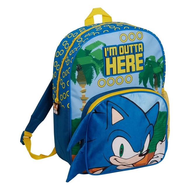 Sonic the Hedgehog Backpack for Kids - Large School Bag with Sega Gold Rings - T