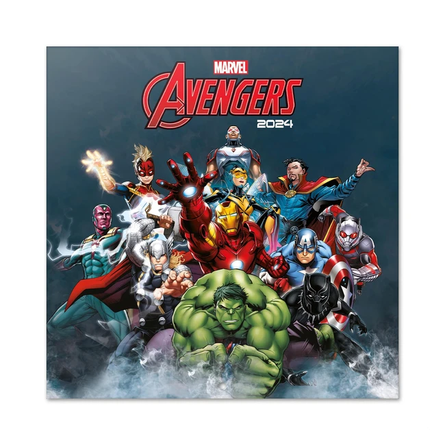 Calendrier Mural 2024 Marvel Avengers - 30 x 60 cm - Certifié FSC
