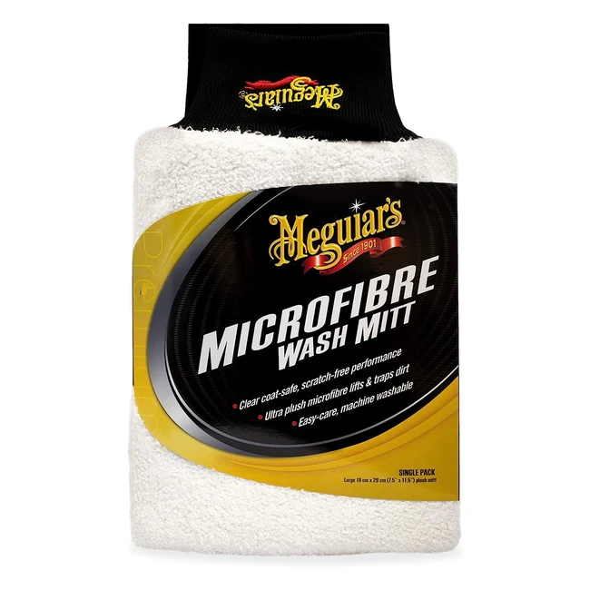 Meguiars X3002 Microfibre Car Wash Mitt - High Liquid Absorption Easy to Clean