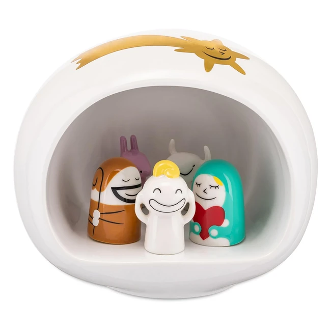 Crche design Alessi AMGI10SET en porcelaine avec grotte et figurines - Set com