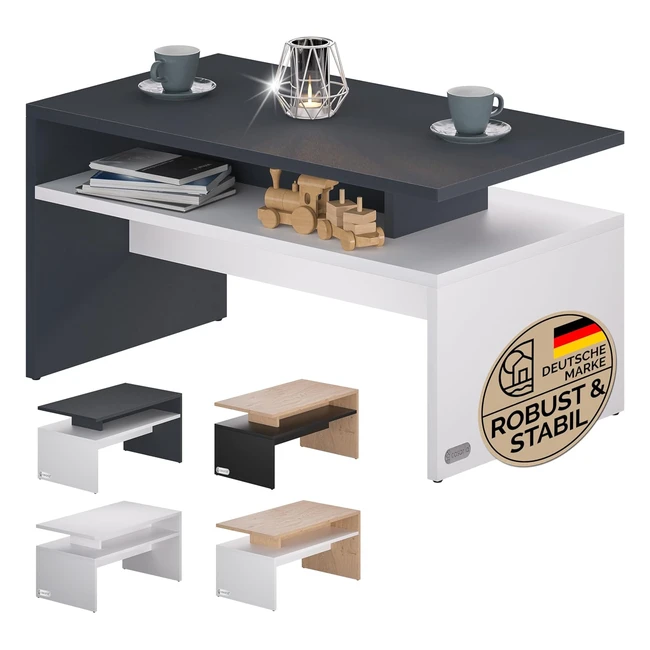 Casaria Couchtisch Ablage Stauraum 92x51x48 cm Kratzfest Holz 50kg Belastbarkeit
