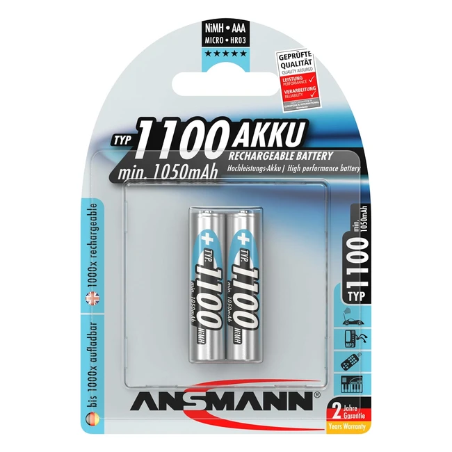 Batteria Ricaricabile Ansmann Micro AAA 1100mAh - Alta Capacit - Confezione da