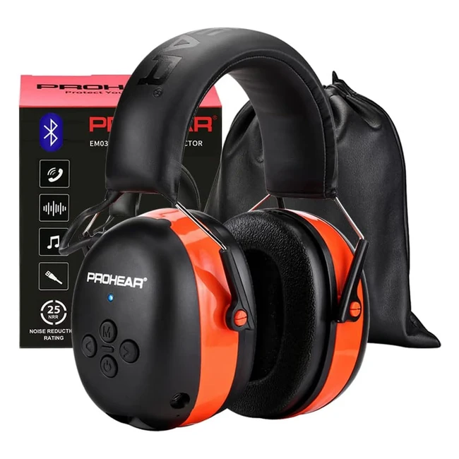Prohear 037 Protector Auditivo Bluetooth Recargable - Naranja