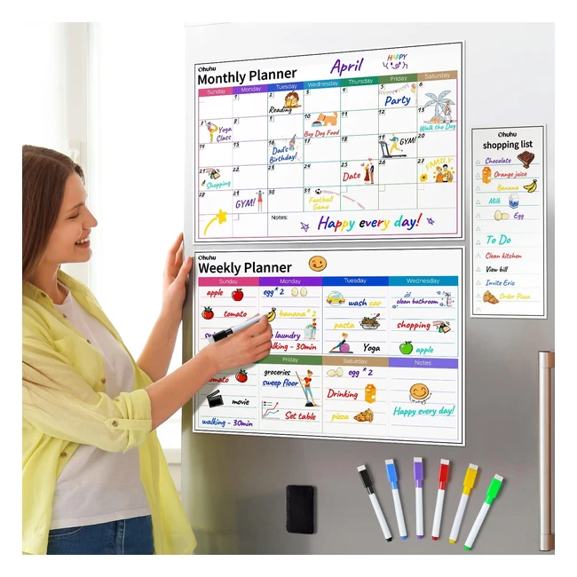 ¡Planificador Mensual Ohuhu! Organiza tu vida con 3 paquetes de planificadores magnéticos