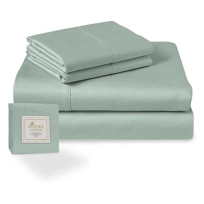 Set Lenzuola Letto Singolo Cotone 90x200 cm - Schiuma Marina - 400 Fili - Trama Sateen - 100% Cotone - Fiocco Lungo