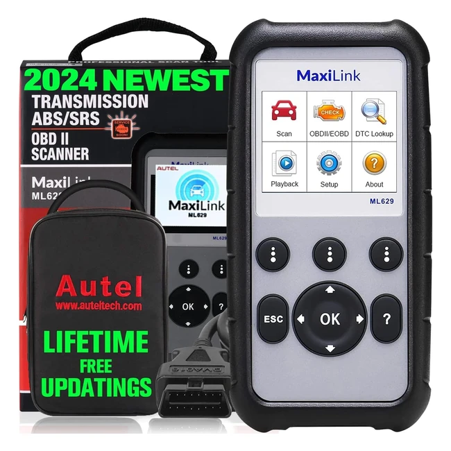 Autel MaxiLink ML629 - Escáner OBD2 para ABS/SRS/Motor/Transmisión - Diagnóstico de 4 sistemas - Auto VIN - Versión actualizada de ML619