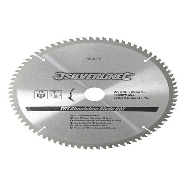 Disco alluminio Silverline Tools 456915 - 80 denti - 250 x 30 mm - Anelli 25 20