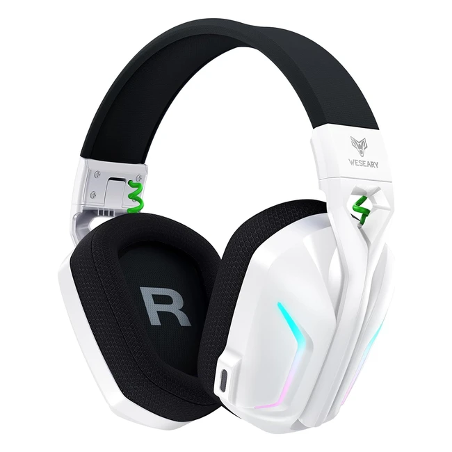 Weseary Wireless Gaming Headsets with Microphone | 71 Surround Sound | 50mm Drivers | 24GHz Bluetooth | 50hr Battery