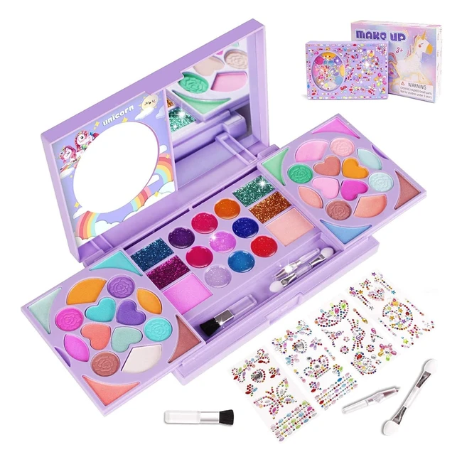 Kit Maquillaje Niñas Lavable - Seguridad Probada - Pinceles, Espejos y Pegatinas - Juguetes para Niñas 3-12 años