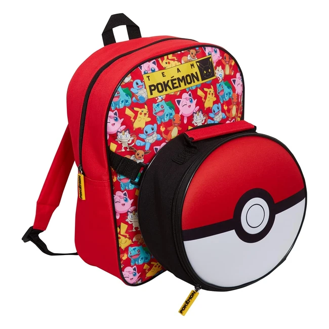Pokemon Backpack with Poke Ball Cooler Lunch Bag - Pikachu 2 Piece Set