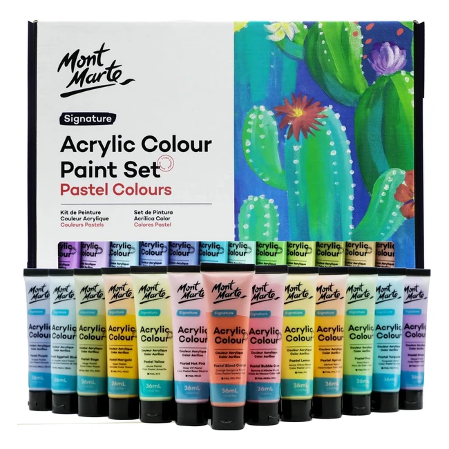 Mont Marte Acrylic Colour Pastel Paint Set - Signature 24pc x 36ml - Good Covera