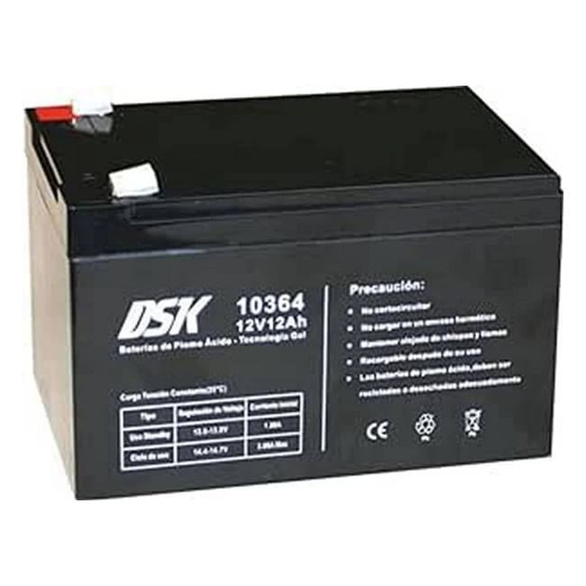 Batteria al Piombo Sigillata AGM Gel 12V 12Ah - DSK 10364 - Ideale per Dispositivi di Mobilità Elettrica