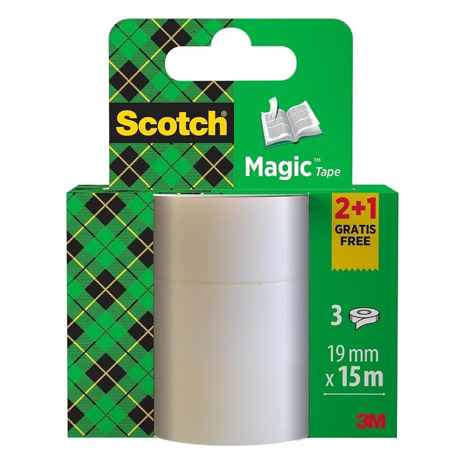 Cinta Mgica Scotch 19mm x 15m - 2 Rollos  1 Gratis  Reparacin Etiquetado 