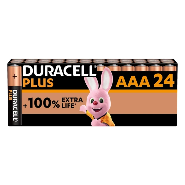Duracell Plus AAA Batteries 24 Pack - Alkaline 1.5V - Up to 100 Extra Life - Reliable for Everyday Devices