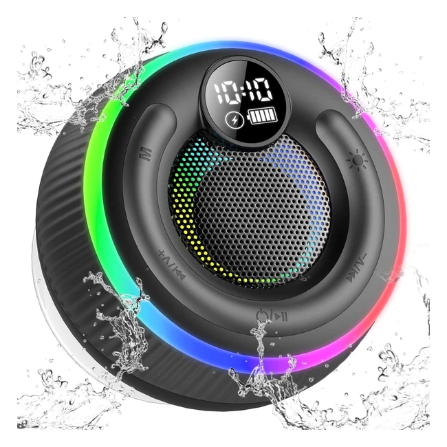 Altavoz Bluetooth Potente Pomuic - Impermeable IPX7 - Con Ventosa y Pantalla LED - Llamadas Manos Libres