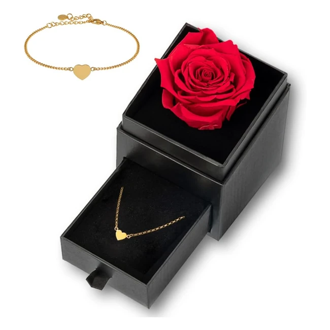 Bote  roses Mia Milano avec bracelet cur dor - Cadeau Saint-Valentin - F